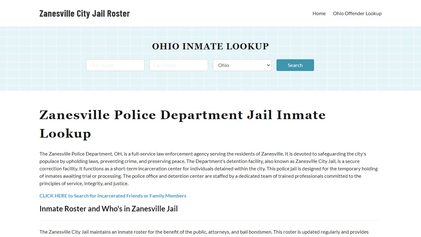 Zanesville Police Department & City Jail, OH Inmate Roster, Arrests ...