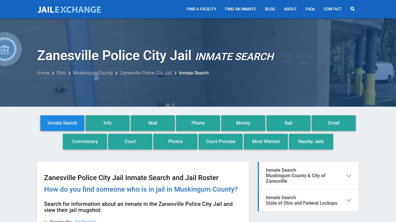 Zanesville Police City Jail Inmate Search - Jail Exchange