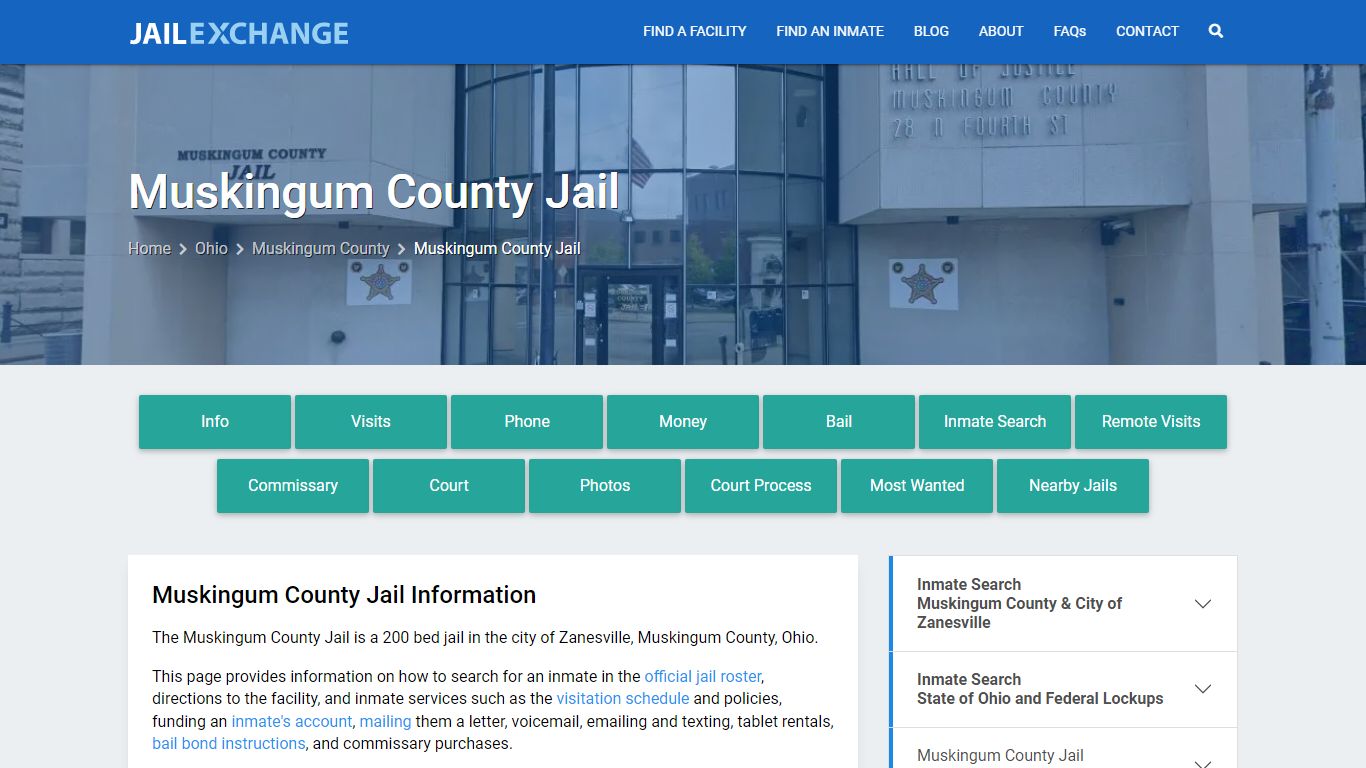 Muskingum County Jail, OH Inmate Search, Information